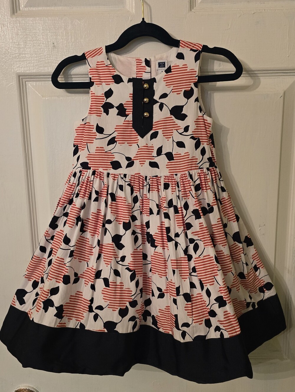 Janie and Jack Red Floral Dress with Navy Trim